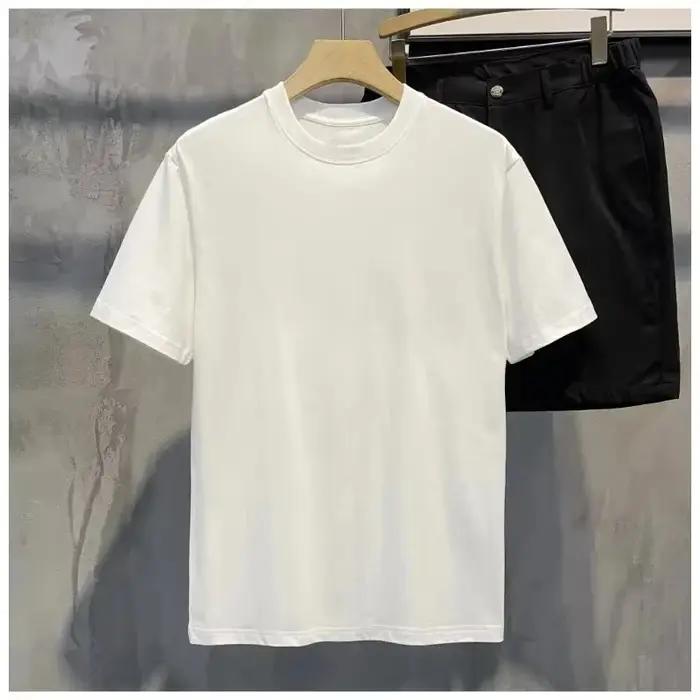 Nouveau T-shirt Homme Col Rond Manches Courtes 100% Coton Lourd Tendance Été 2026 – Imprimé Décontra
