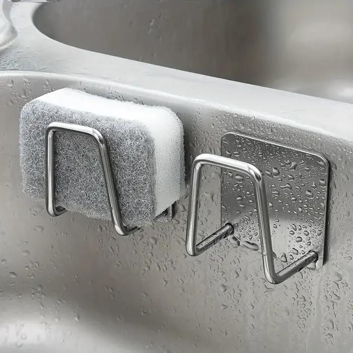 Porte-éponge en acier inoxydable mural pour évier conception sans perçage pour rangement éponges et outils cuisine occasions quotidiennes et festives