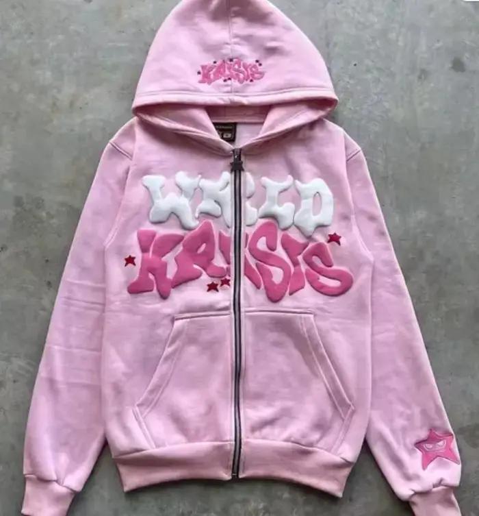 Sweat-shirt à capuche imprimé avec lettres américaines rétro pour homme, cardigan ouvert unisexe pou