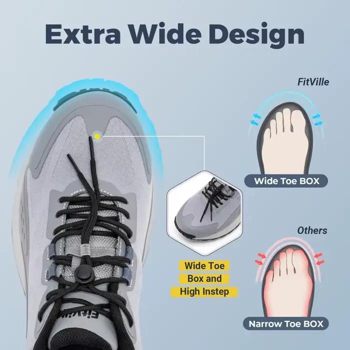 FitVille – baskets large largeur pour hommes, antidérapantes, confortables, pour Trekking, randonnée