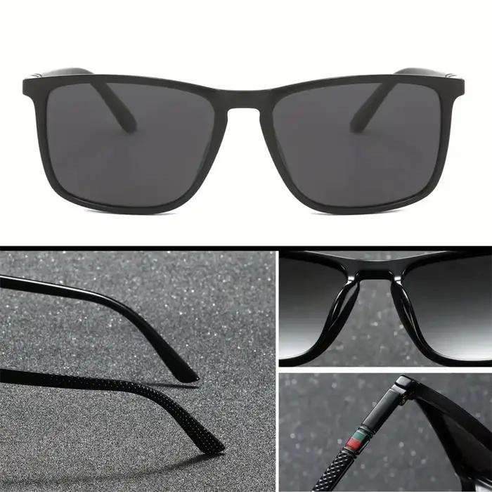 Lunettes de soleil carrées classiques pour hommes, confortables, légères, à monture noire, idéales p