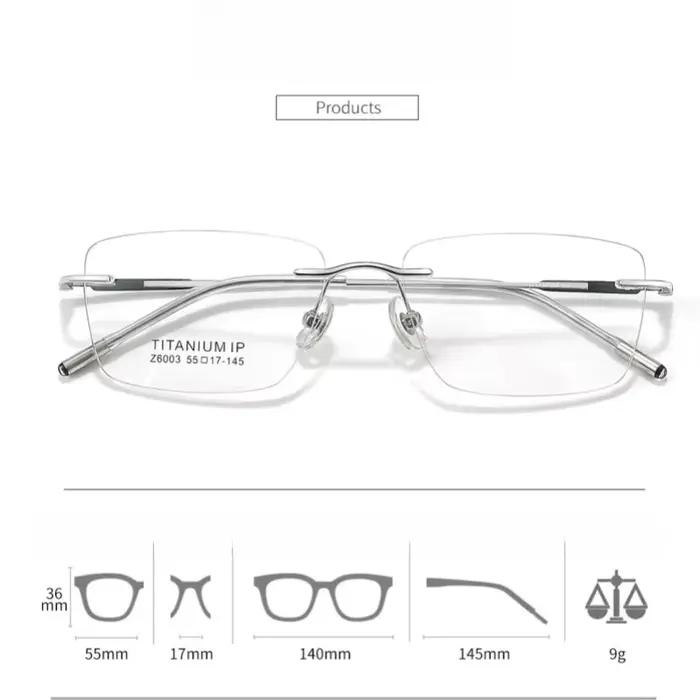 F · DRACON lunettes sans cadre en titane pur lunettes carrées simples et rétro pour hommes monture o