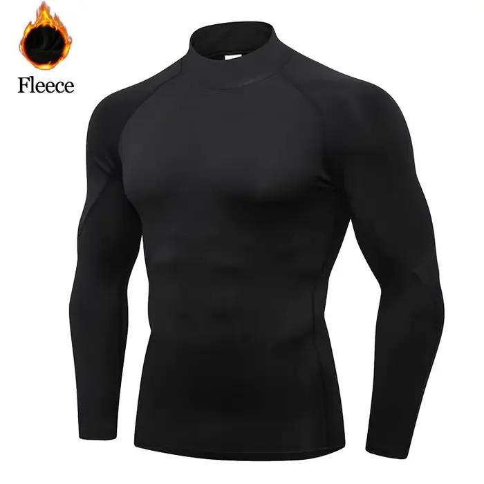 T-shirt à manches longues pour Homme, sous-vêtement thermique à col roulé, en molleton doux et fin d