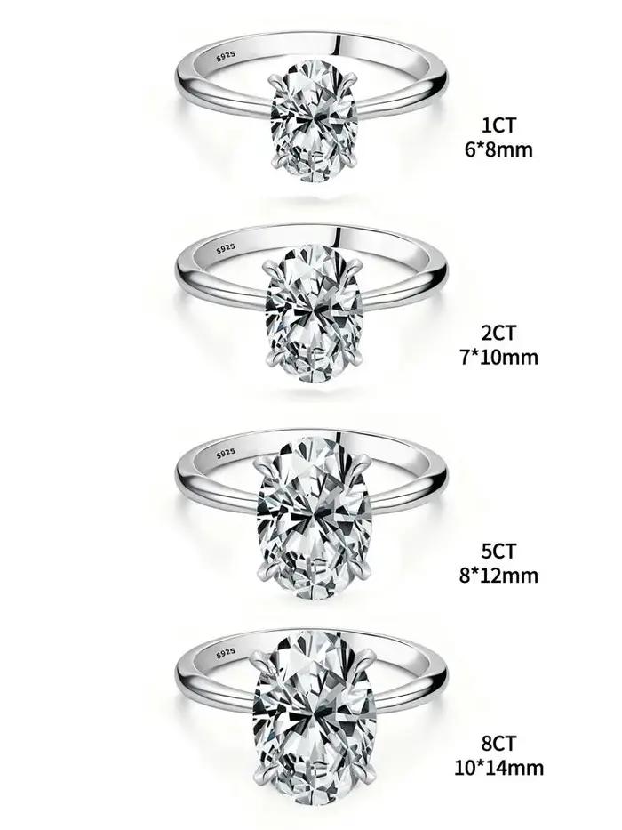 ROUSLY – bague ovale en argent Sterling 925 brillant pour femmes, pierre ovale en Zircon de 1 à 8CT,