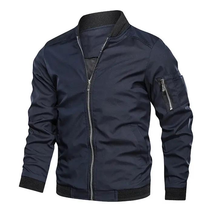 Veste bombardier légère et décontractée pour homme, coupe-vent de sport, manteau à fermeture éclair