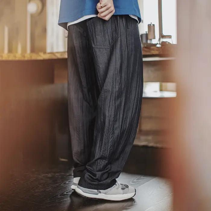 Maden – pantalon plissé ondulé décontracté pour hommes, coupe ample, Style Cityboy, avec taille élas
