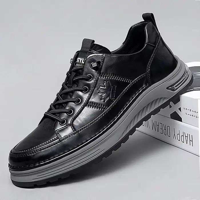 Chaussures pour hommes en cuir véritable italien nouvelles chaussures décontractées à lacets marque