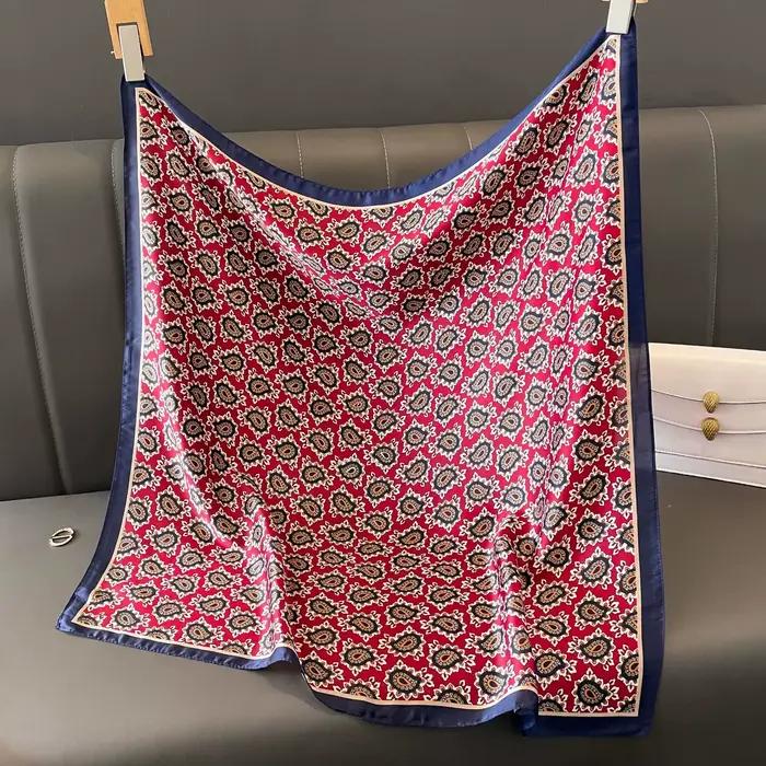 Écharpe carrée en imitation soie motif cajou muté élégante pour femmes voyage quotidien sorties festives