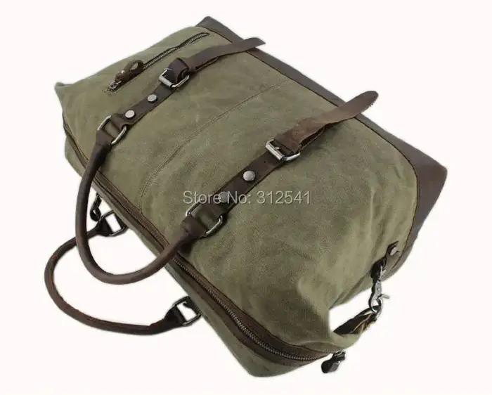 Sacs de voyage militaires en toile et cuir vintage pour hommes, bagages à main, sacs polochons, gran