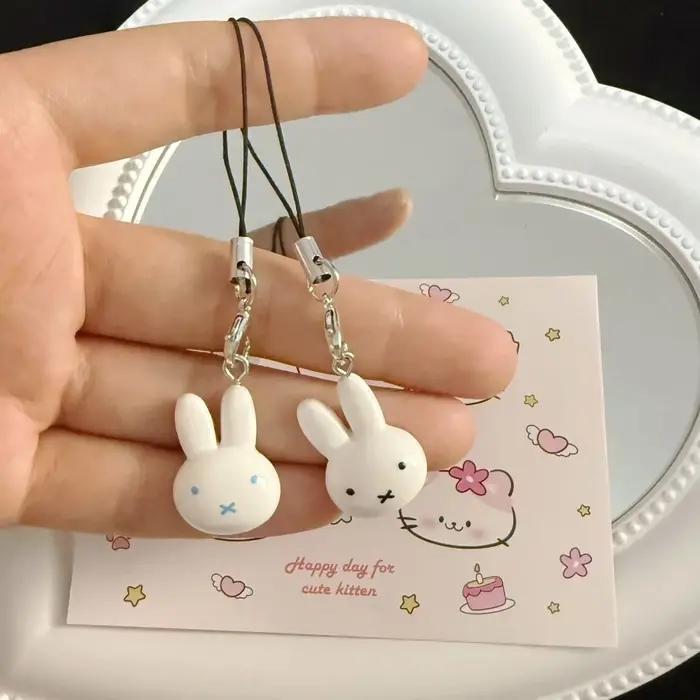 Porte-clés lapin Miffy Kawaii, dessin animé mignon, doux et Adorable fille, cœur crème cloche, sac d