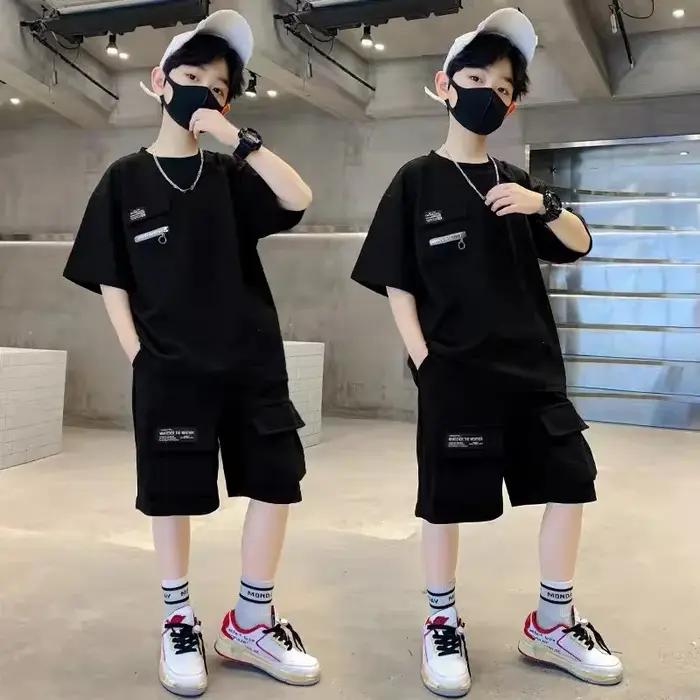 Ensemble de vêtements de sport pour garçons, tenue d'été pour enfants, haut à manches courtes et sho