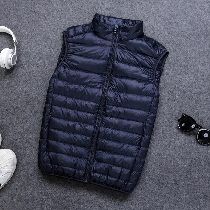 Automne et hiver hommes 90% duvet de canard blanc gilet décontracté léger vers le bas chaud solide s