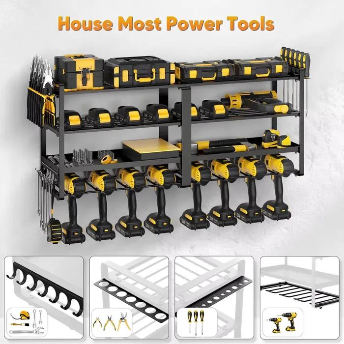 Organisateur d'outils électriques, support mural, étagère à outils en métal robuste, cintre de perce