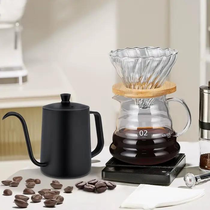 Ensemble de filtre à café en verre, combinaison de cafetière, outils de barista faits à la main, cad