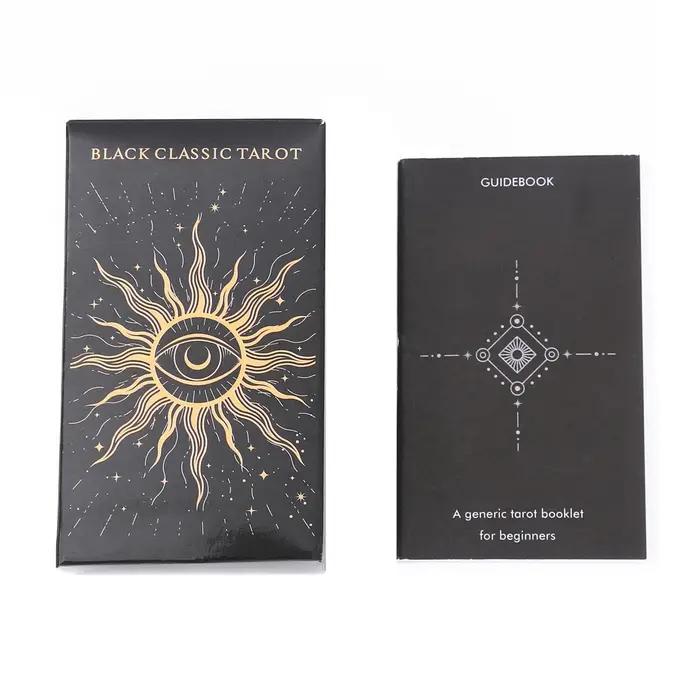 Jeu de cartes de Tarot classiques noires, 78 pièces, jeu de révélation de la bonne aventure avec gui