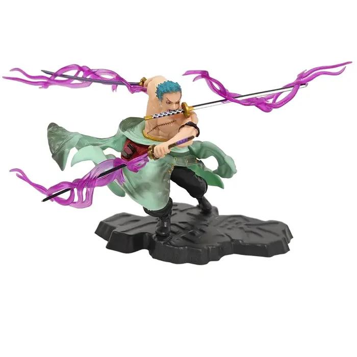 Statuette de Collection Anime Luffy et Zoro avec Trois Lames PVC Modèle Action pour Collectionneurs Occasions Spéciales