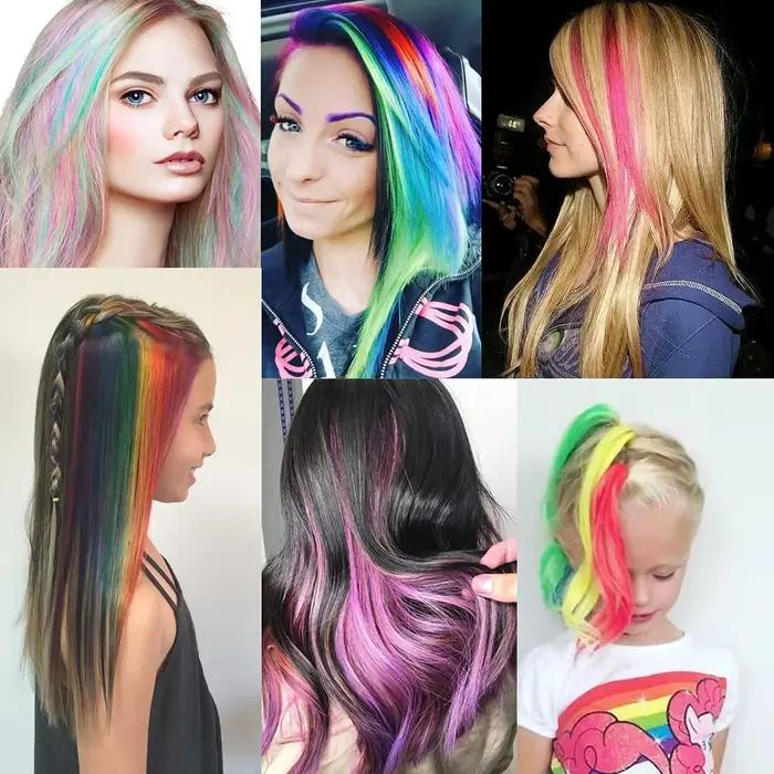 Extensions capillaires synthétiques lisses de 20 pouces, postiches de couleur lumineuse, pinces à ch