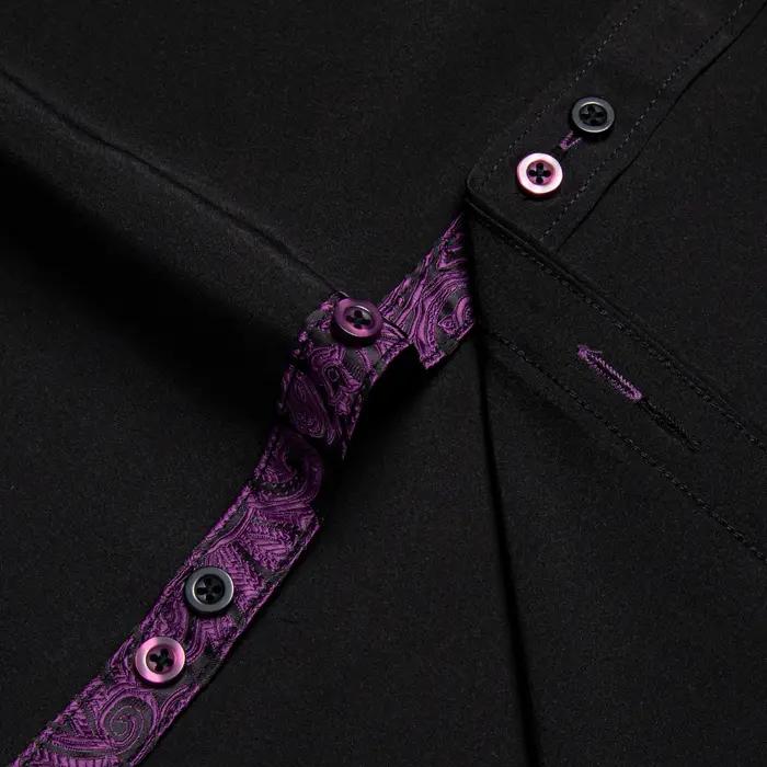 Chemise décontractée à manches longues pour hommes avec motif d'abonnés Paisley intérieur, chemise h
