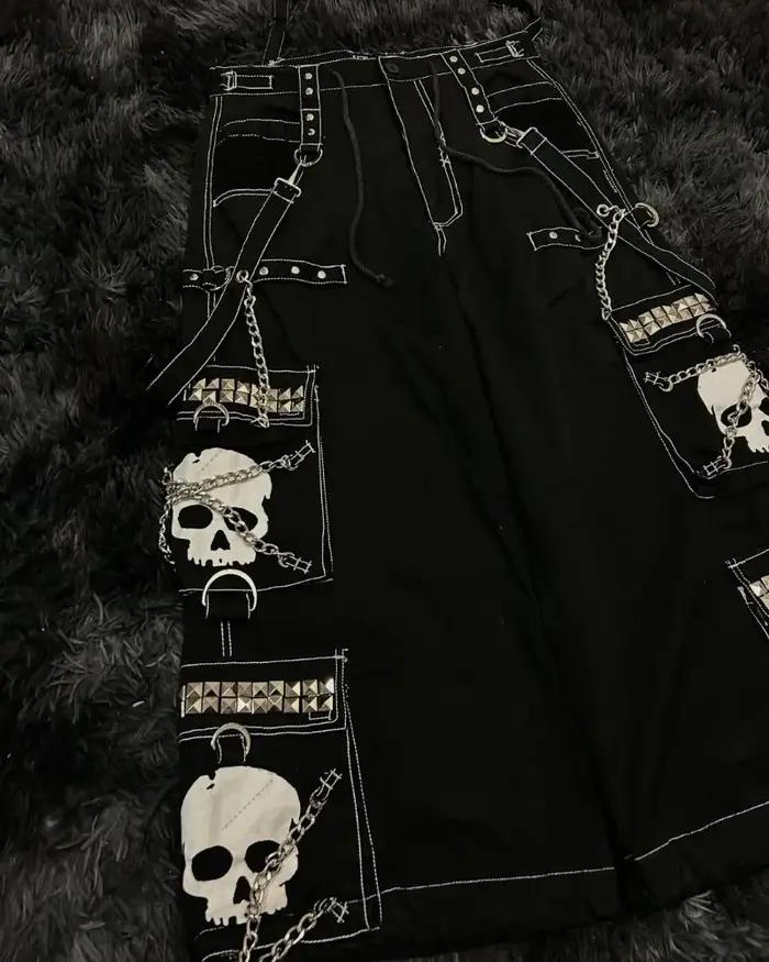 Jean à jambes larges pour hommes, marque de mode de rue, Design Skull Bone, style rétro Harajuku, pa