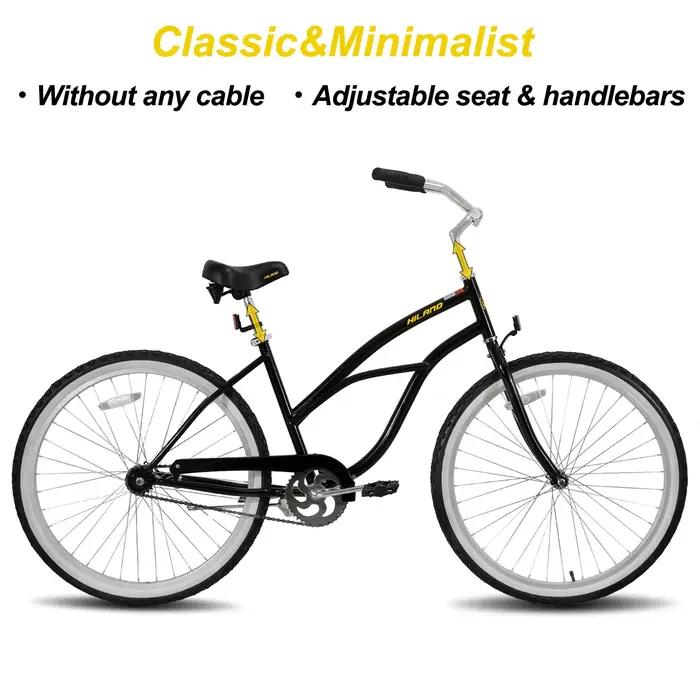 HILAND-Vélo de montagne pour femmes 26 pouces, vélo de montagne à vitesse unique avec frein à dessou