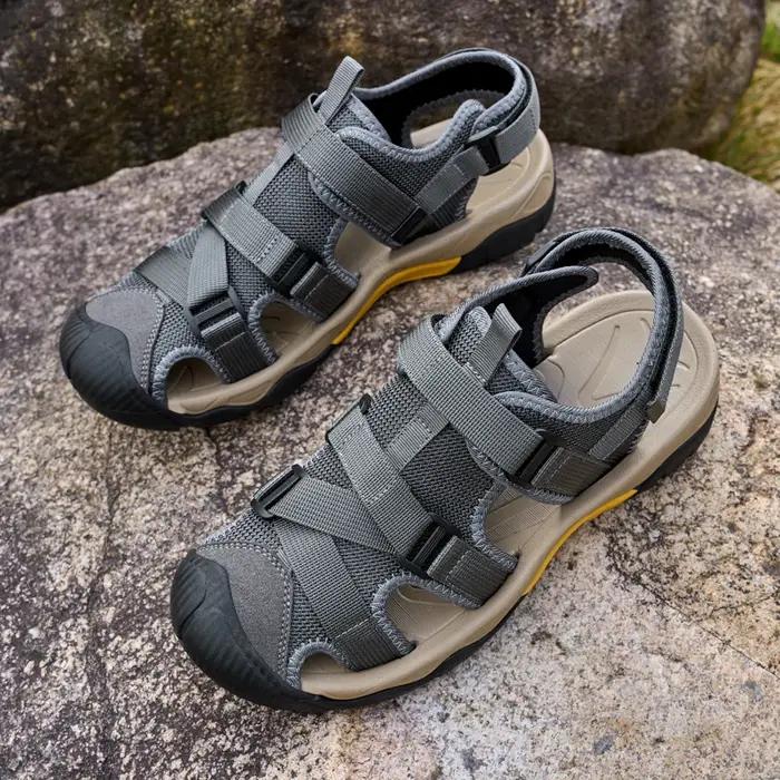 Sandales en maille respirante pour hommes, chaussures de plage et de marche en plein air, légères, c