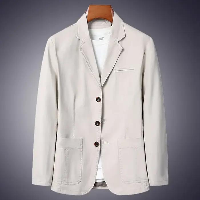 Blazer nouveaux hommes mode affaires couleur unie coupe ajustée travail décontracté coton coréen man