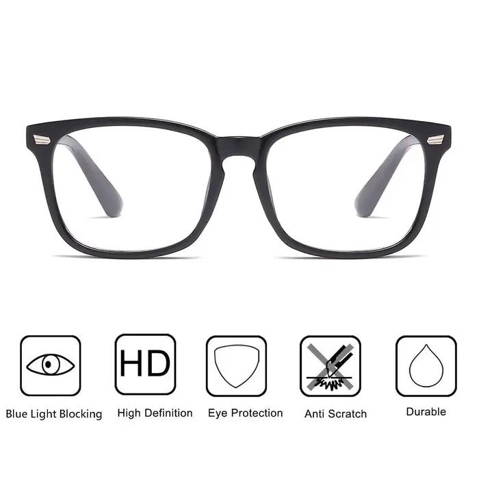 Lunettes bloquant la lumière bleue, lunettes Nerd carrées, cadre anti-rayons bleus, lunettes de jeu