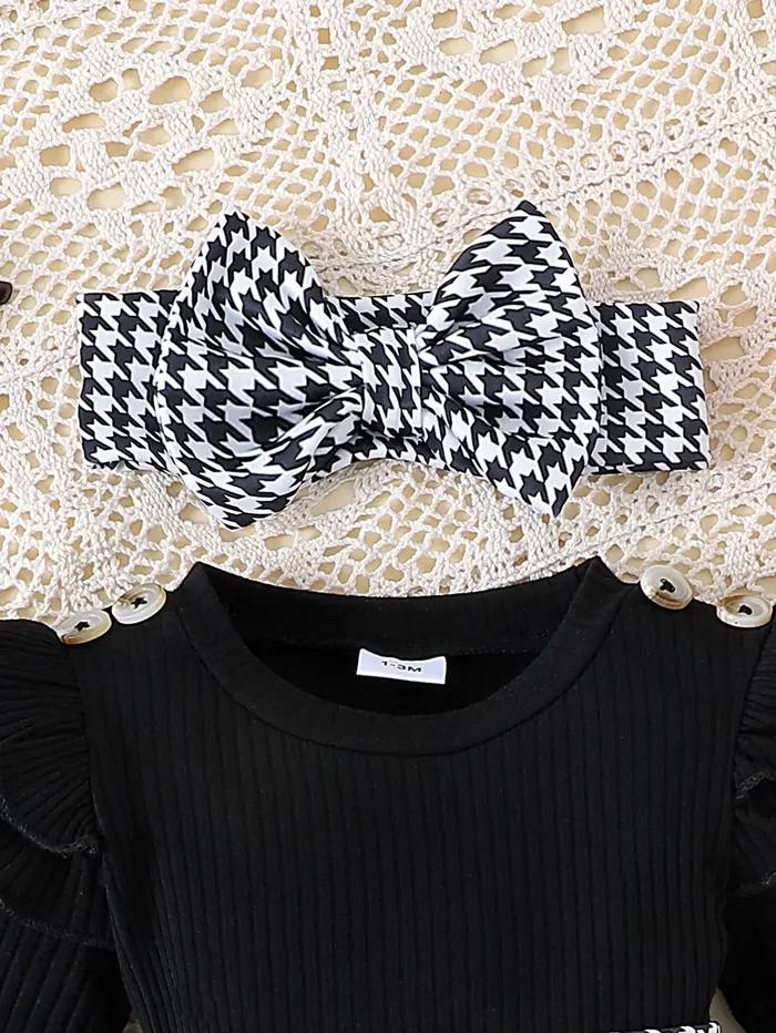 2 pièces en automne, bébés filles âgés de 0 à 1 ans, haut noir confortable, doux et mignon + jupe pi