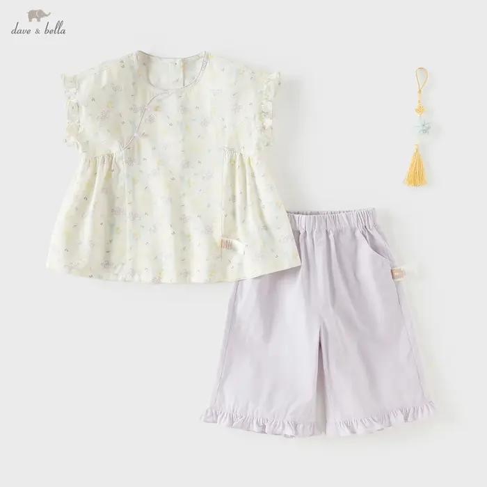 Ensemble short et haut pour enfants Dave Bella – Tenue d'été décontractée pour filles avec imprimé p
