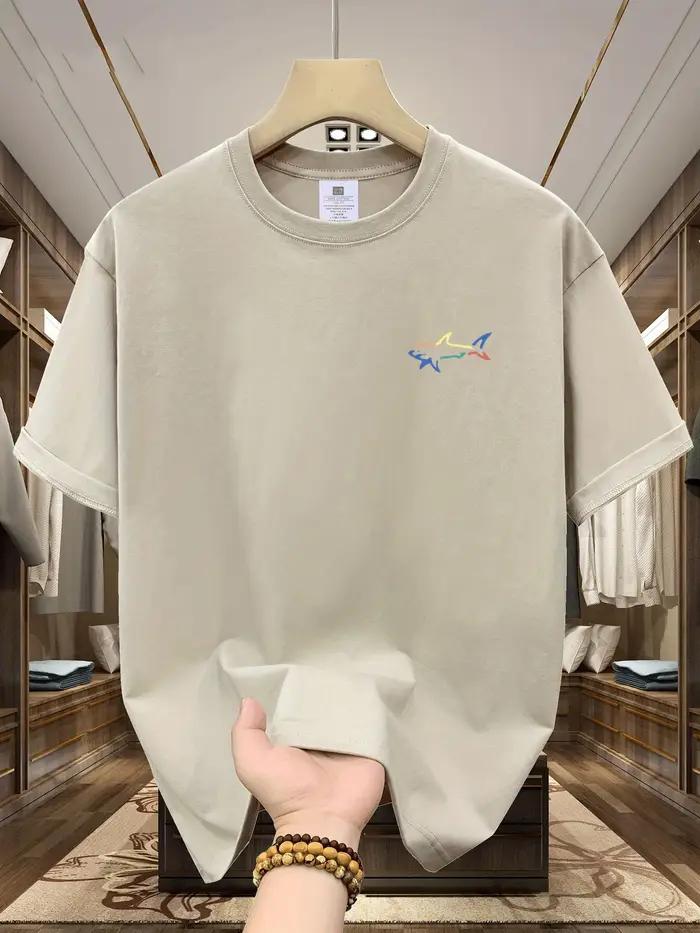 T-shirt d'été pour hommes, 100% coton, décontracté, à la mode, ample, grande taille, motif requin im