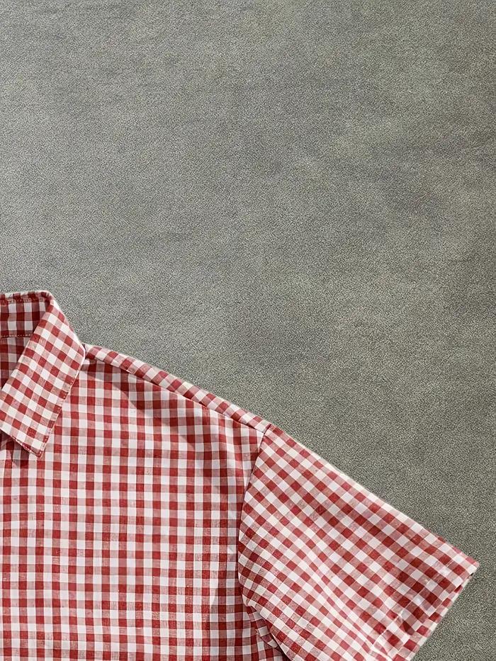 Chemise à manches courtes confortable et décontractée à carreaux de style collégial pour hommes pour