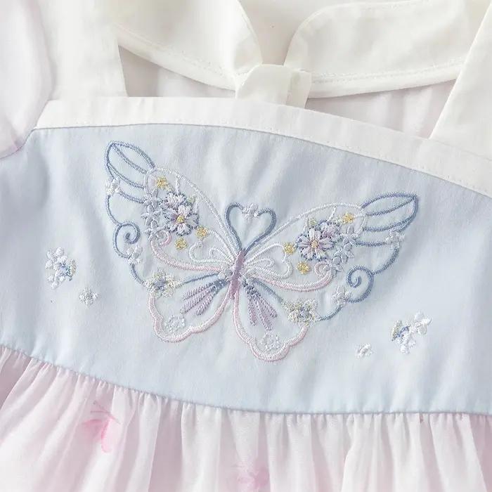 Robes d'été brodées pour enfants Dave Bella, robe en maille pour filles avec sac, style chinois, élé
