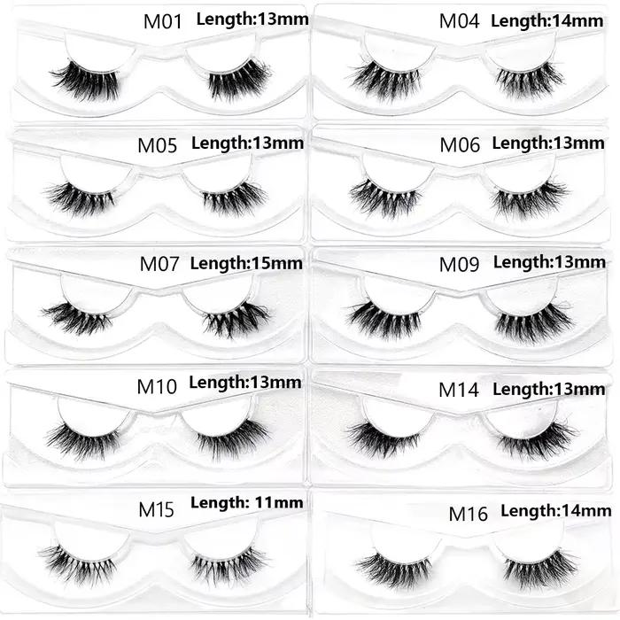 Articles en vrac 10/30/60/100 paires demi-cils de vison naturel longs moelleux vaporeux demi-cils Ex