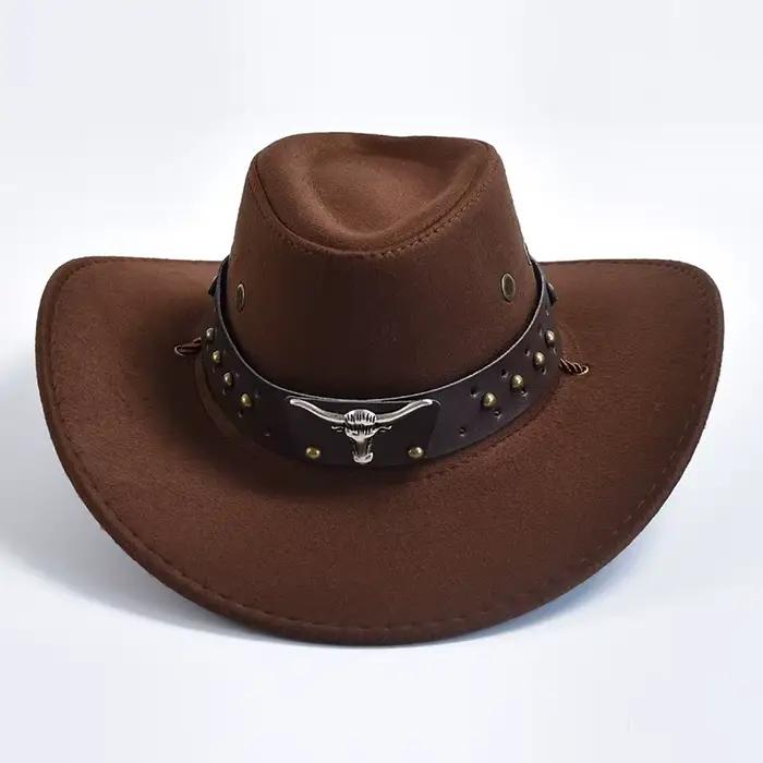Chapeaux de Cowboy Western en Daim Artificiel, Chapeau de Cowgirl Vintage, Grand Bord, Gentleman Jaz