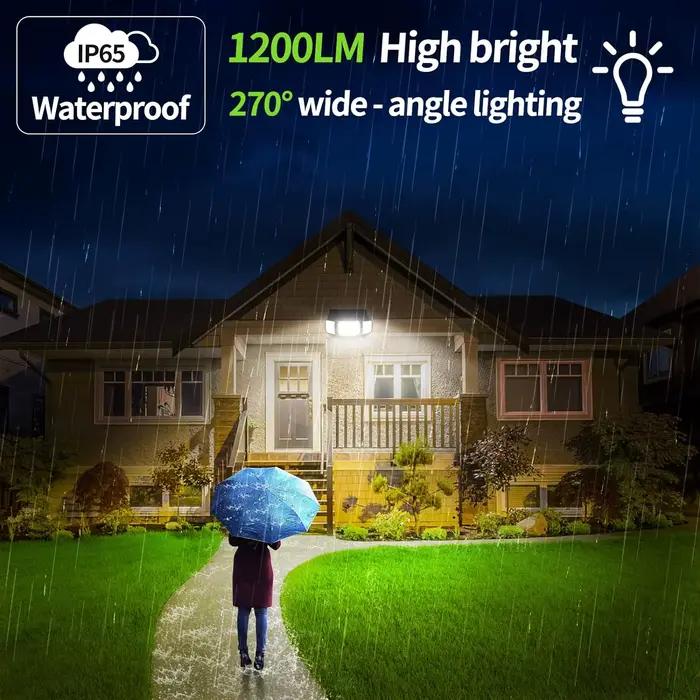 Lampes solaires d'extérieur puissantes de marque supérieure, 6000 mAh, avec 3 modes, deux capteurs d