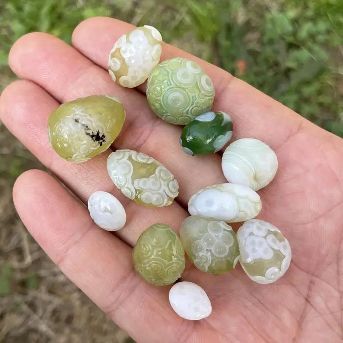 Agate Sardonyx Vert Naturel d'Alxa Gobi, Spécimen de Roche, Pierre de Guérison Énergétique, Décorati