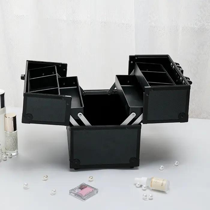 Étui de Train de maquillage en alliage d'aluminium, organisateur de boîte à bijoux, grande capacité,