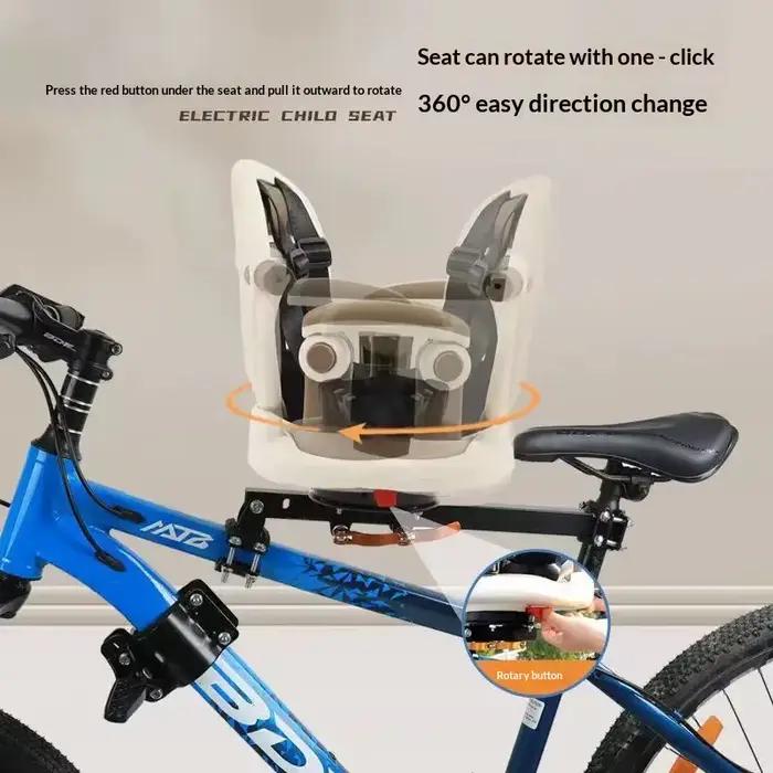 Siège de vélo pour enfant rotatif et pliable à fixation avant, selle de vélo anti-chute pour VTT