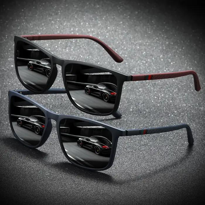 Lunettes de soleil polarisées carrées 2023, Anti-éblouissement, pour fête d'été, vacances, voyage, c