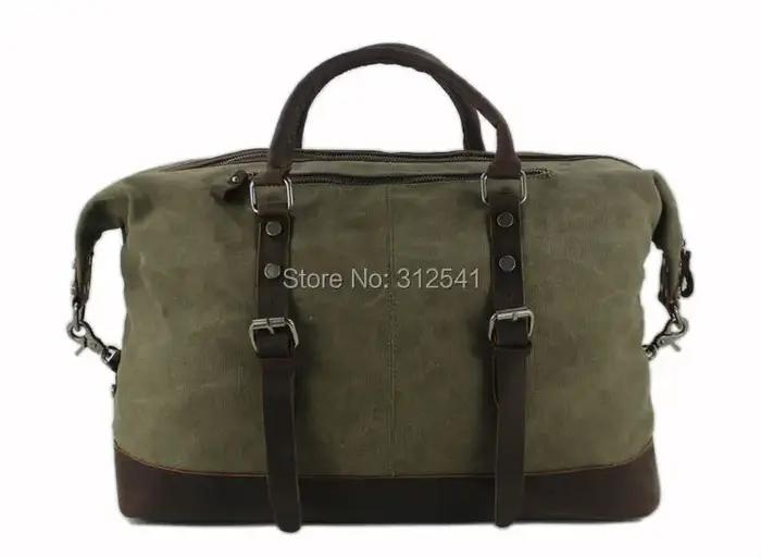 Sacs de voyage militaires en toile et cuir vintage pour hommes, bagages à main, sacs polochons, gran