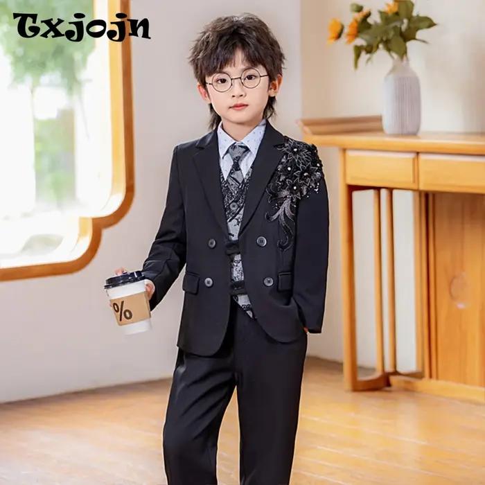 Txjojn – ensemble de costumes brodés pour garçons, 4 pièces, vêtements de Performance sur scène, cos