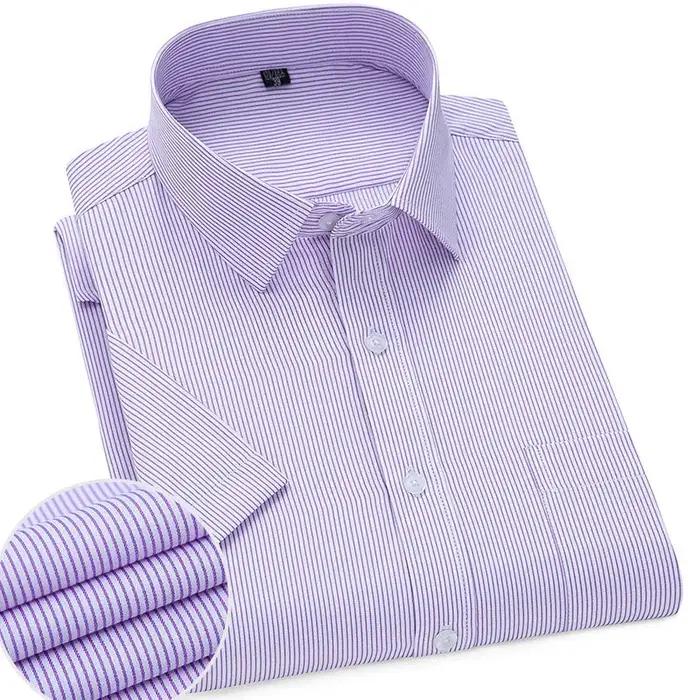 Été 7XL grande taille hommes haut de gamme rayé chemise à manches courtes affaires mince social déco