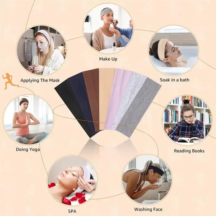 7 pièces bandes de cheveux élastiques solides bandeau de Yoga femmes hommes Simple sport course abso