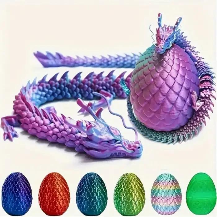 Oeuf Surprise de Dragon chinois 3D, Mini décor articulaire mobile, cadeau de bureau mignon à collect
