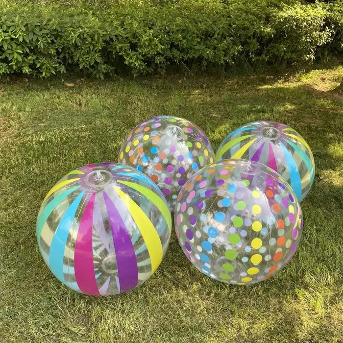 Ballon de plage gonflable Transparent à rayures colorées de 15.35 pouces, adapté aux jeux de fête su