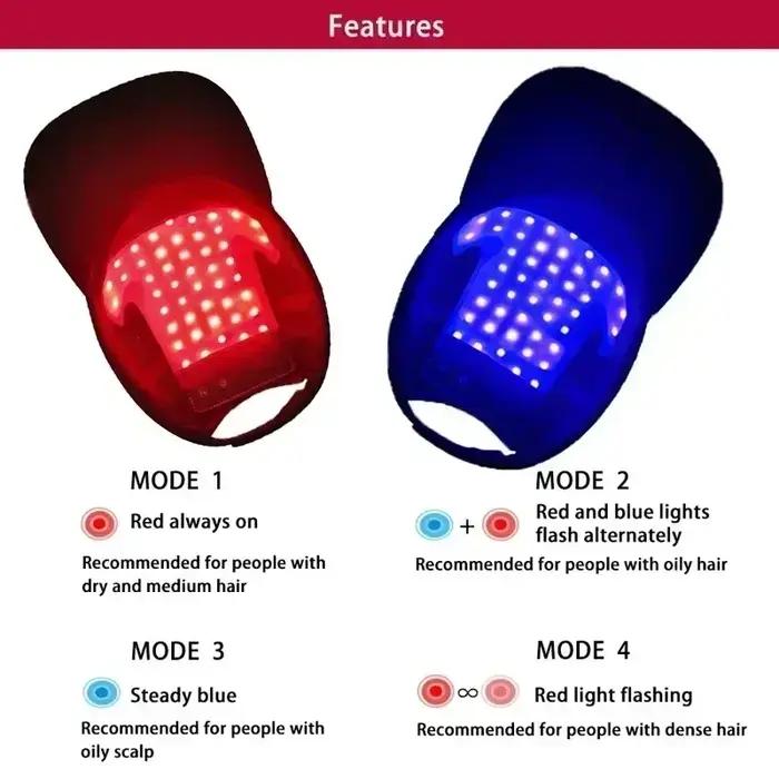 Nouveau LED rouge bleu lumière thérapie casquette croissance des cheveux casque Diode LaserHat lumiè