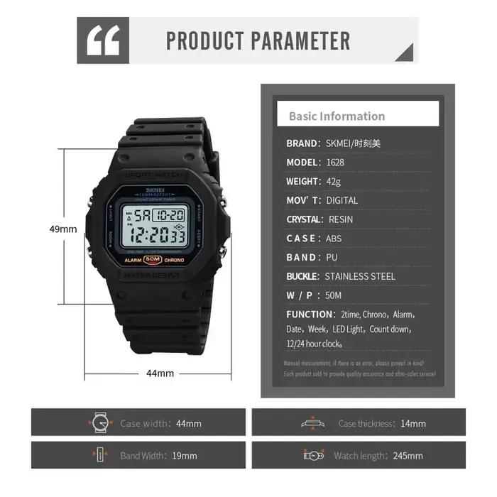 SKMEI 1628 luxe numérique hommes montres sport étanche électronique hommes montres militaire rétro-é