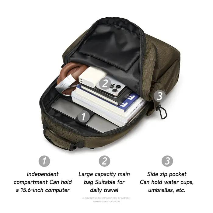 Style Simple étanche grande capacité hommes voyage sac à dos noir marron extérieur sac à dos 16 pouc