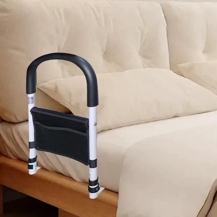Barre de maintien de lit pour personnes âgées avec poches de rangement accoudoirs ergonomiques garde-corps anti-chute rail de prévention des chutes pour une nuit paisible et sécurisée