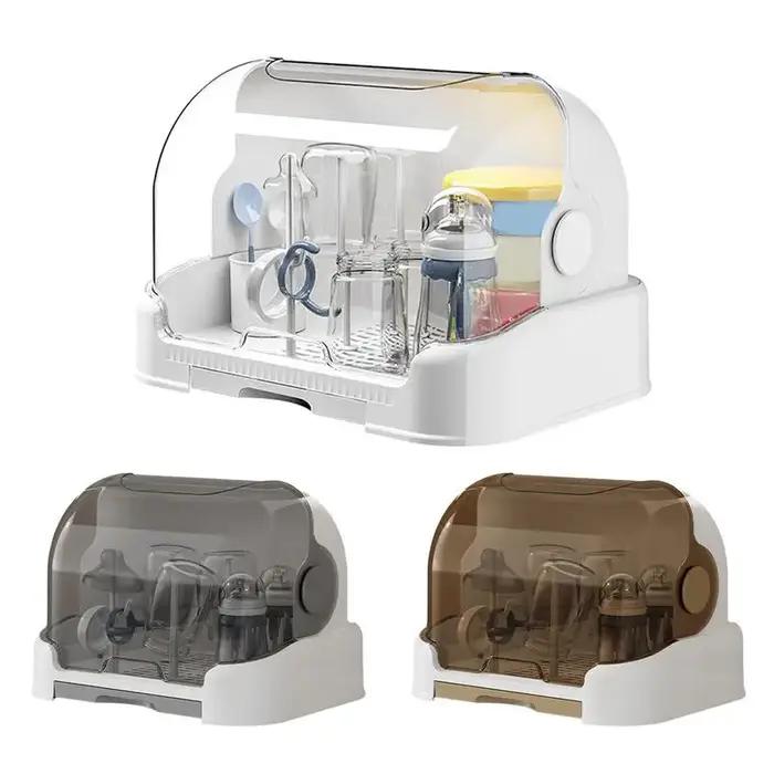 Support de séchage biberons avec plateau amovible - Boîte de rangement anti-poussière portable pour la maison